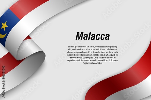 Waving ribbon or banner with flag State of Malaysia