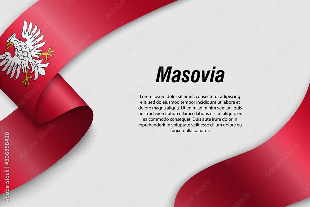 Waving ribbon or banner with flag Province of Poland Waving ribbon or banner with flag Province of Poland