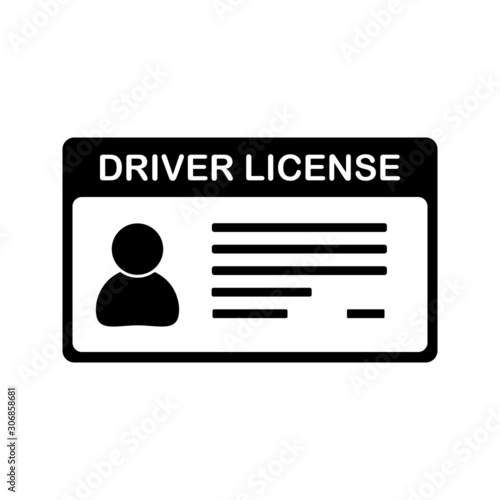 Driver id card license icon. Drive identity photo identification. Vector illustration isolated on white background. 