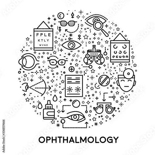 Eyes treatment, ophthalmology line icons, medicine and healthcare
