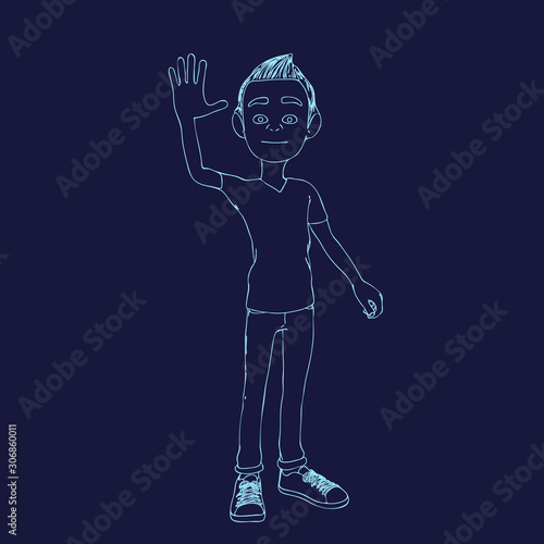 Cartoon character boy greet...