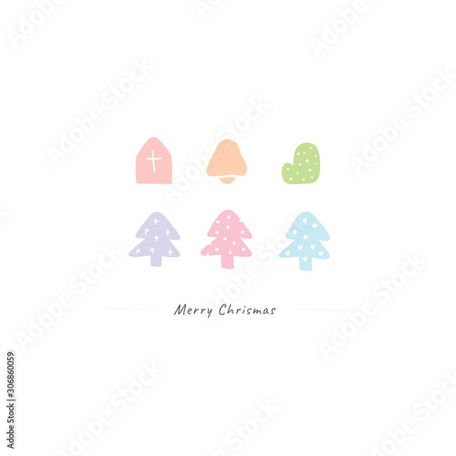 Cute Merry Chrismas icon set on white background, new year element design, vector for celebrate illustration flat design