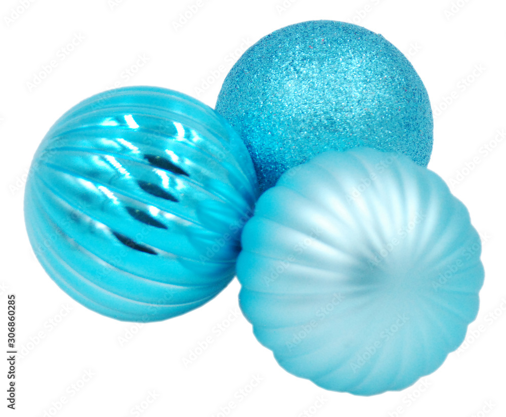 Christmas and new year decorative balls of blue shiny color. Christmas and new year decorative balls of blue shiny color.