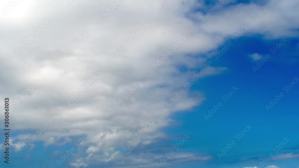 Time Lapse, White Fluffy Clouds On Dark Blue Sky Time Lapse, White Fluffy Clouds On Dark Blue Sky