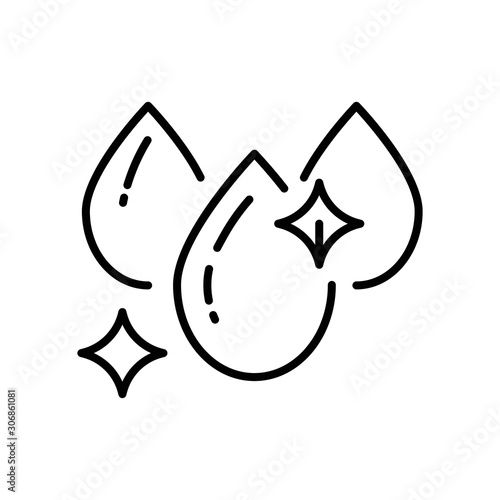 Skin humidification isolated line icon, water drops or raindrops