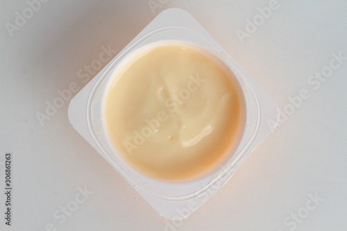 custard packed in plastic container