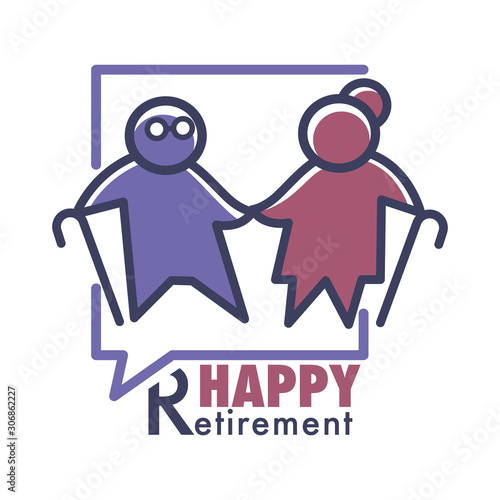 Happy retirement, elderly or nursing home isolated icon