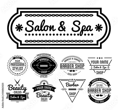 Hairdresser or barber services, salon and barbershop isolated icons