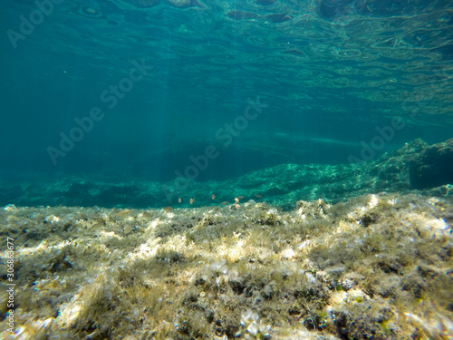 Turquoise water in Minorca island Balearics Spain Underwater image