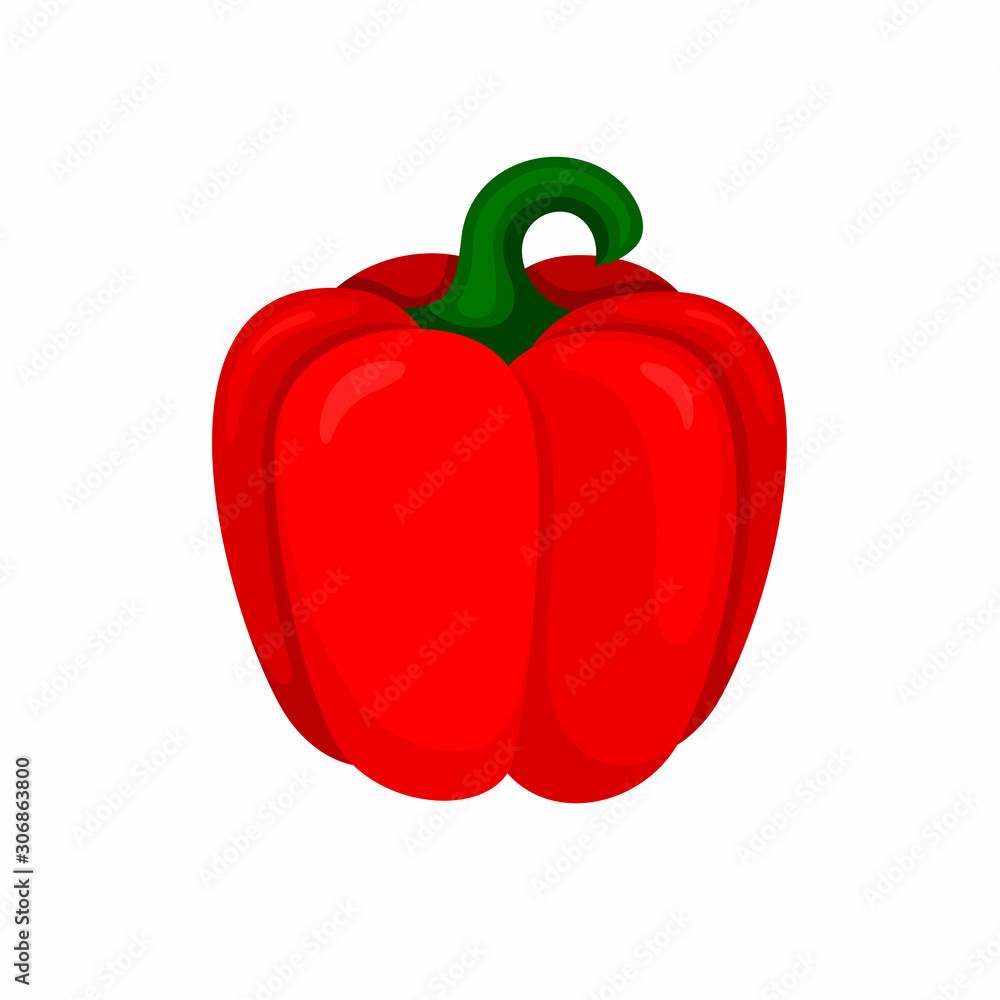 Red bell pepper on white background in flat style. Red bell pepper on white background in flat style.