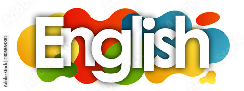 English in color bubble background