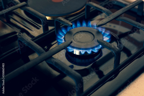 Gas stove and gas coming from the burner