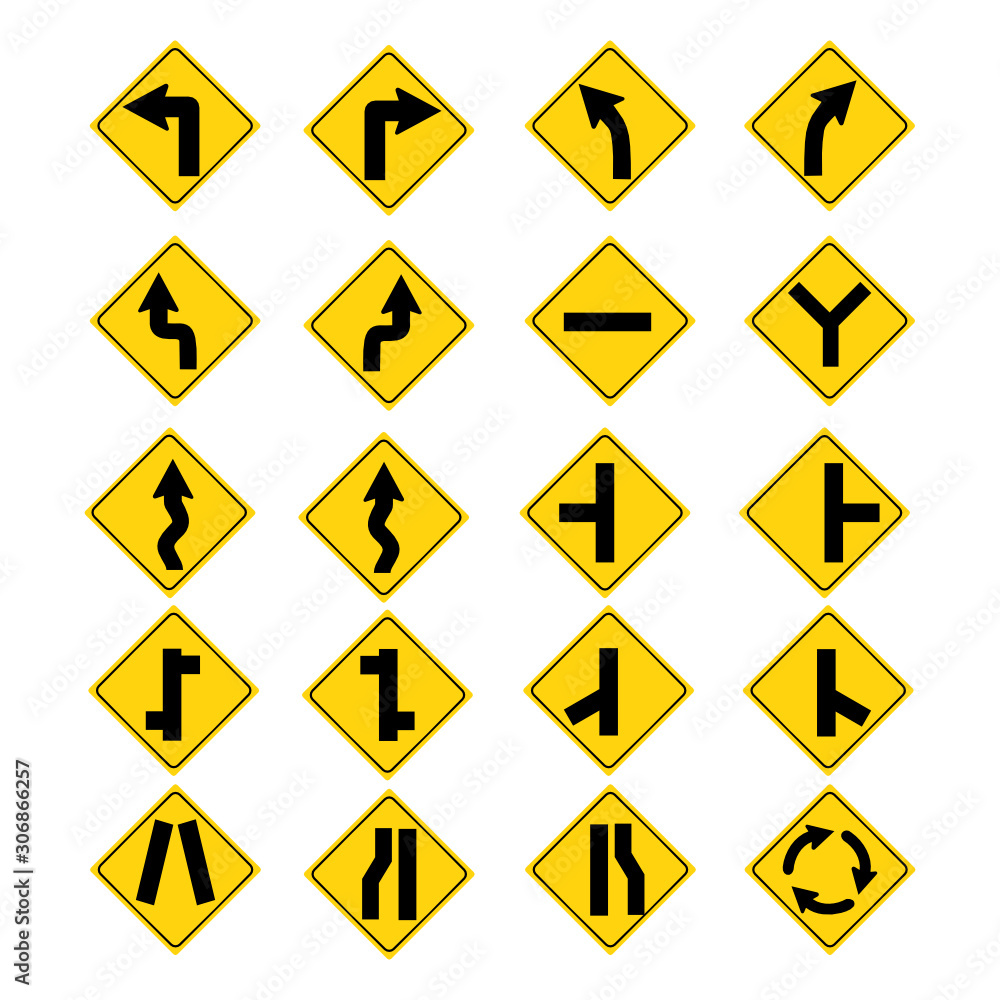 Set of road sign on white background. Vector illustration. Set of road sign on white background. Vector illustration.