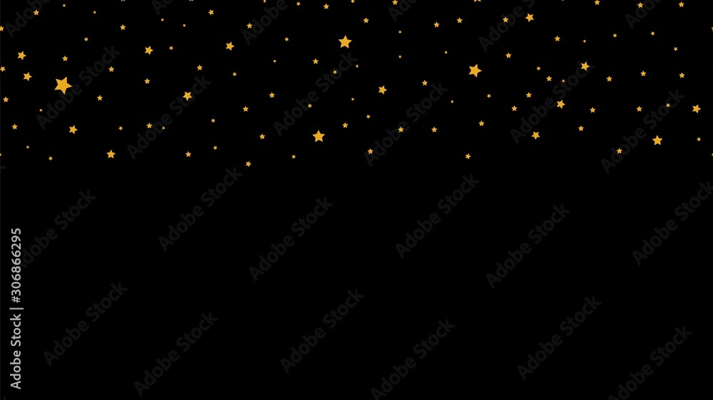 Falling stars. Golden star seamless border. Vector festive banner template Falling stars. Golden star seamless border. Vector festive banner template