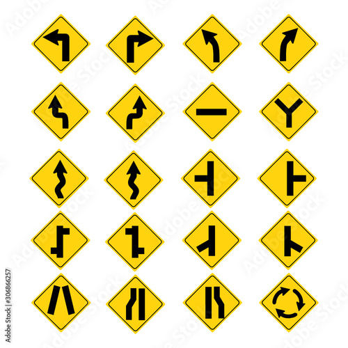 Set of road sign on white background. Vector illustration. Free Download Set of road sign on white background. Vector illustration. - GFXLoad