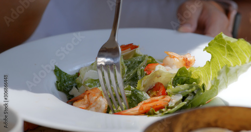 Fresh Caesar salad in restaurant