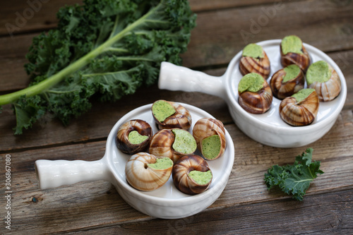 Escargots de Bourgogne, fried grape snails with garlic butter