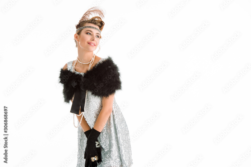 cheerful aristocratic girl smiling isolated on white cheerful aristocratic girl smiling isolated on white