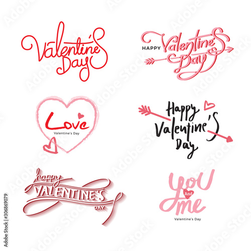Set of handwritten Valentine's day texts