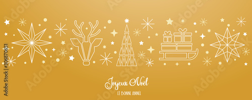 Joyeux Noel. Noel French Christmas. Christmas in France. Joyeux Noël. French word typographic. Christmas French text on golden background photo