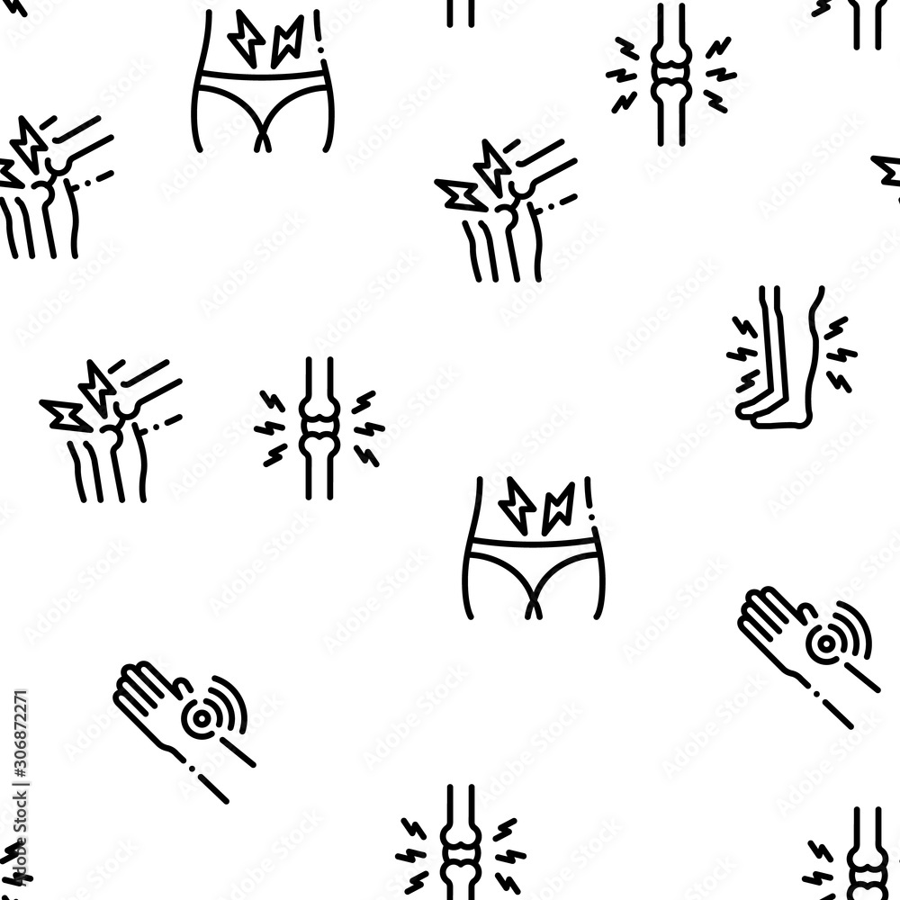 Fototapeta premium Body Ache Seamless Pattern Vector Thin Line. Illustrations