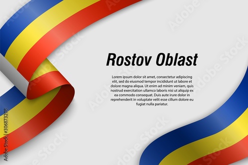 Waving ribbon or banner with flag Region of Russia rostov oblast