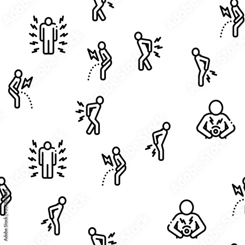 Body Ache Seamless Pattern Vector Thin Line. Illustrations