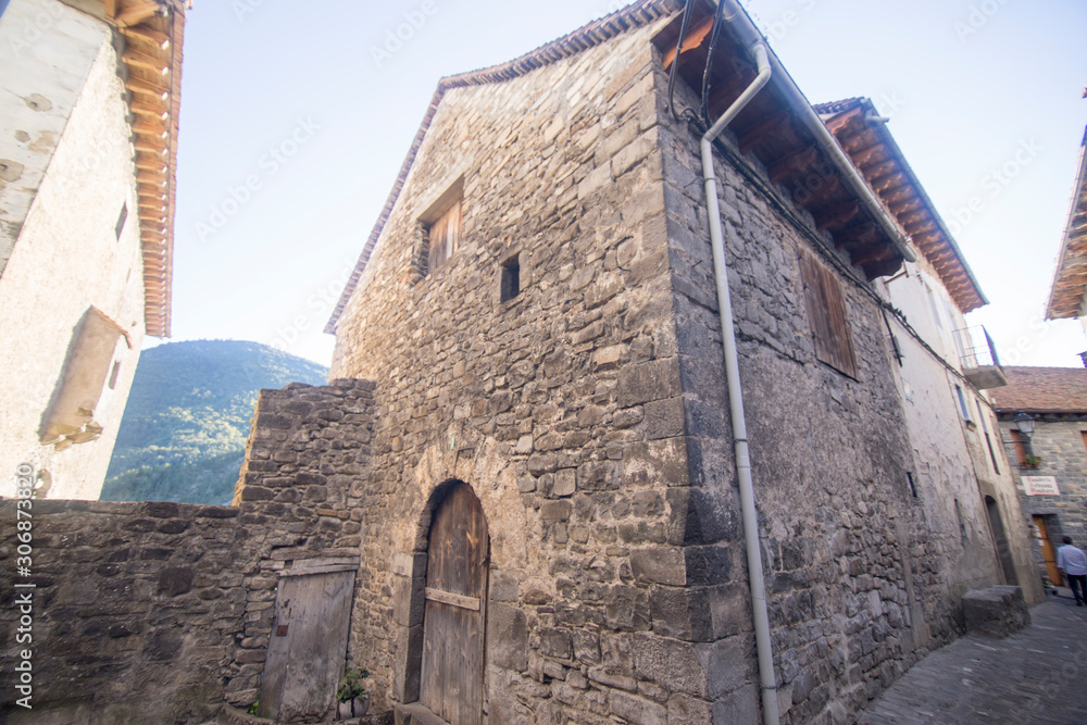 Anso one of the most beautiful villages in Huesca Spain on August 13, 2017