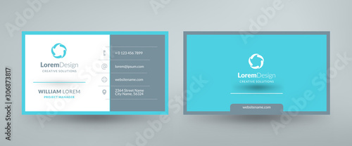 Creative and clean corporate business card template. Vector illustration. Stationery design