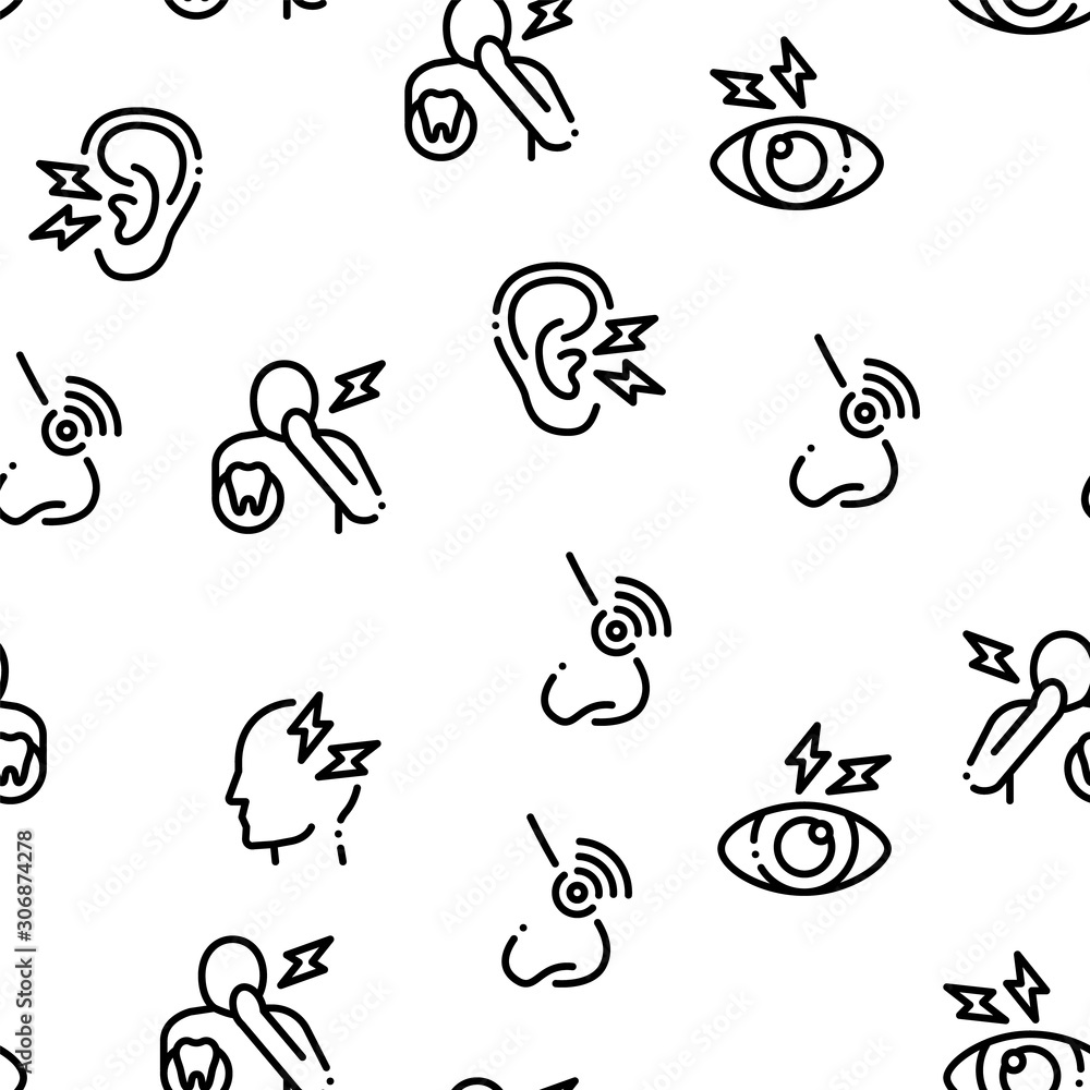 Body Ache Seamless Pattern Vector Thin Line. Illustrations Body Ache Seamless Pattern Vector Thin Line. Illustrations