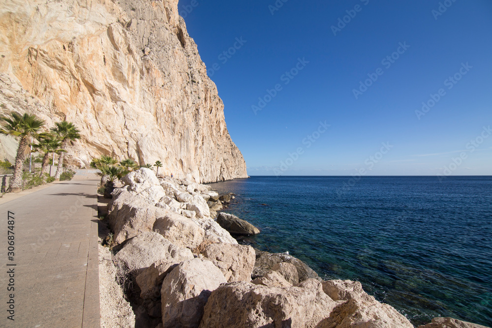 View from the Ifach penyon rock in Calpe coast Alicante Spain