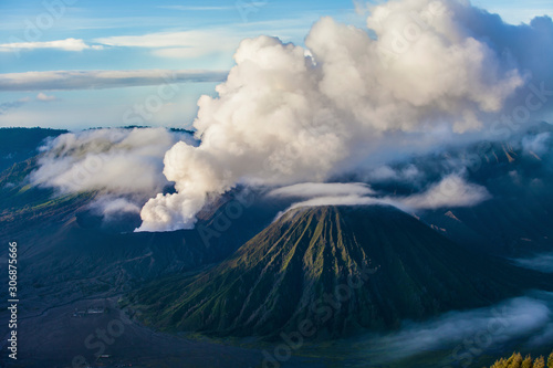 The beautiful mountaintop and crater of mount Bromo in Indonesia that still active