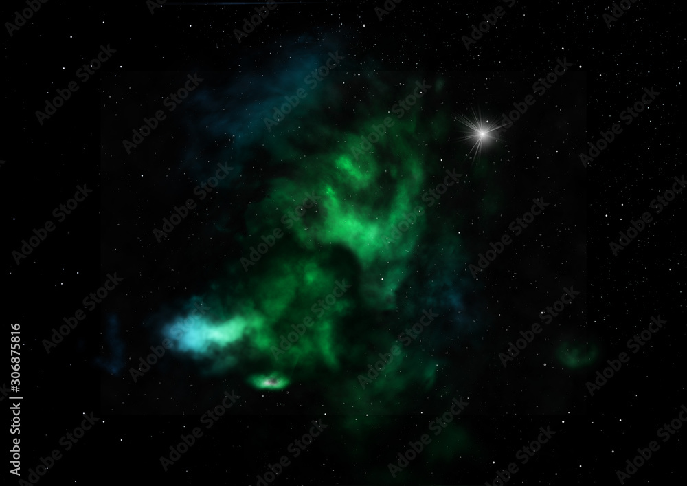 Fototapeta premium Star field in space and a nebulae. 3D rendering