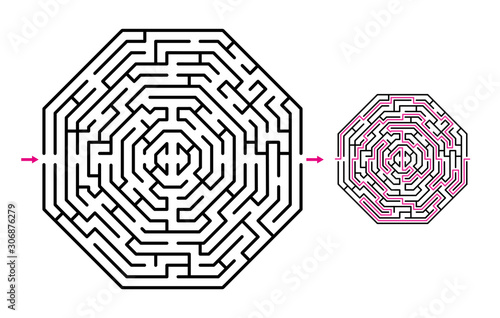 Abstract maze / labyrrinth with entry and exit. Vector labyrinth 275.