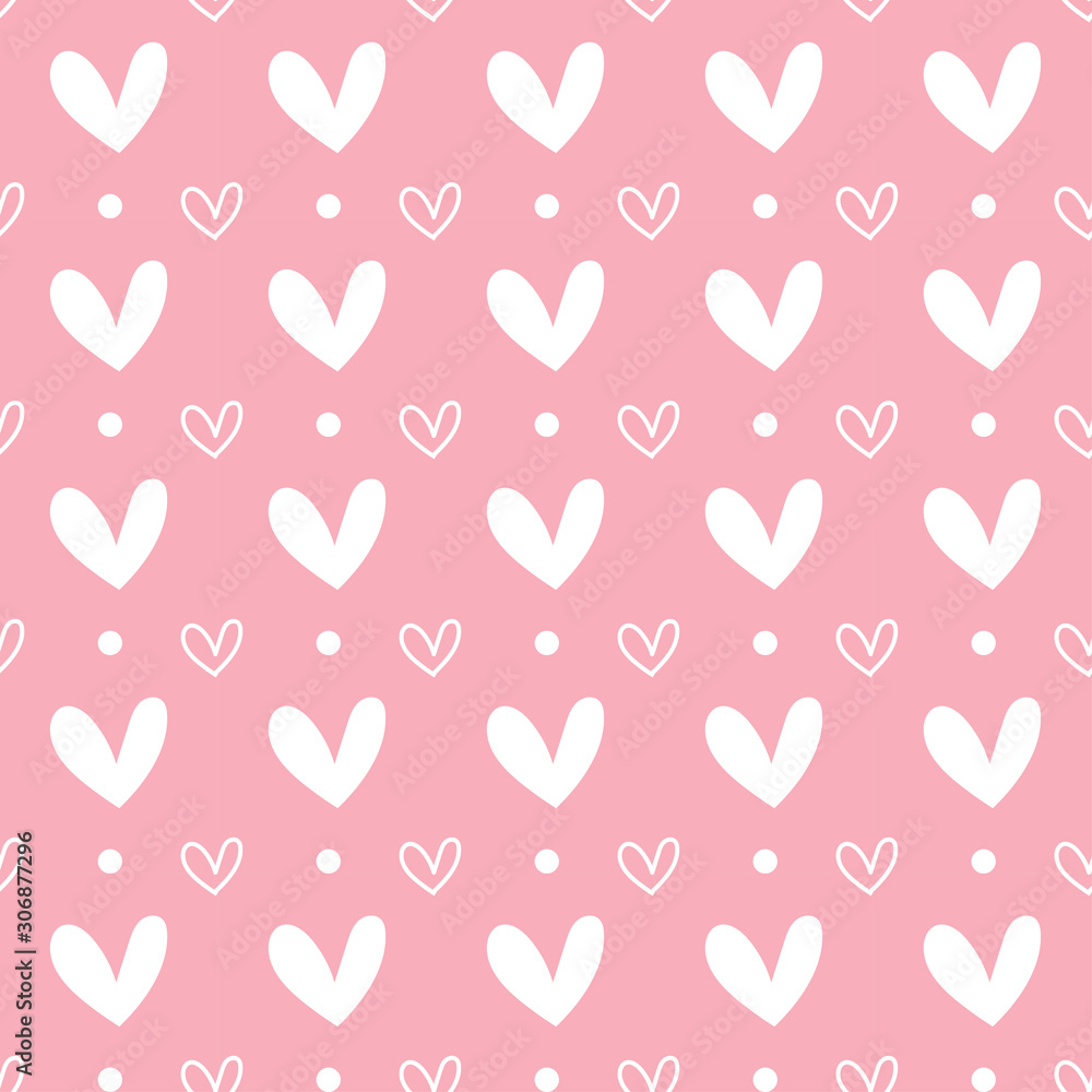 Pink heart shape illustration seamless pattern in valentine concept