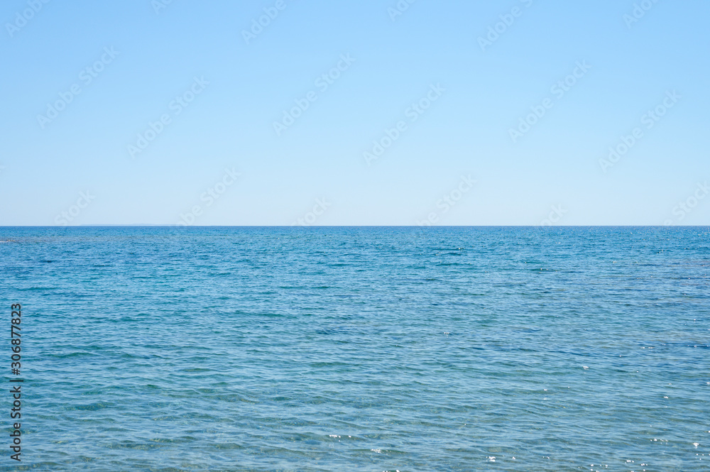 Seascape. Beautiful landscape horizon with sea and clear sky. Outdoor activity in the nature