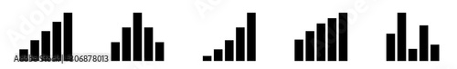 Bar Graph Icon Black | Bar Diagram | Chart Symbol | Curve Logo | Growth Sign | Isolated | Variations