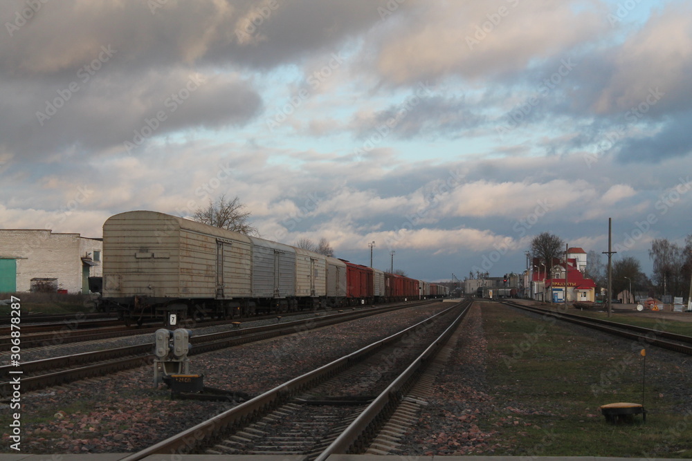 Fototapeta premium old steam train at the railway station