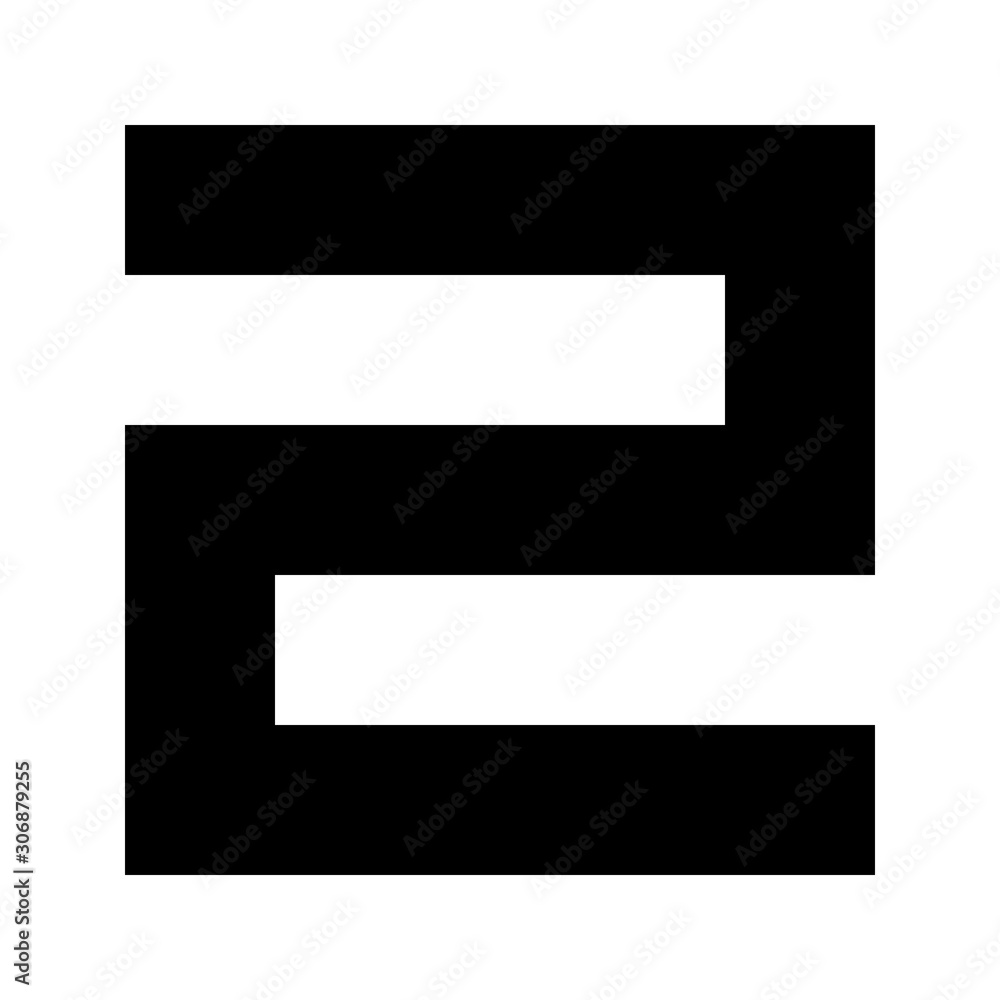 Letters and numbers - simple square font - black number 2 - vector Letters and numbers - simple square font - black number 2 - vector