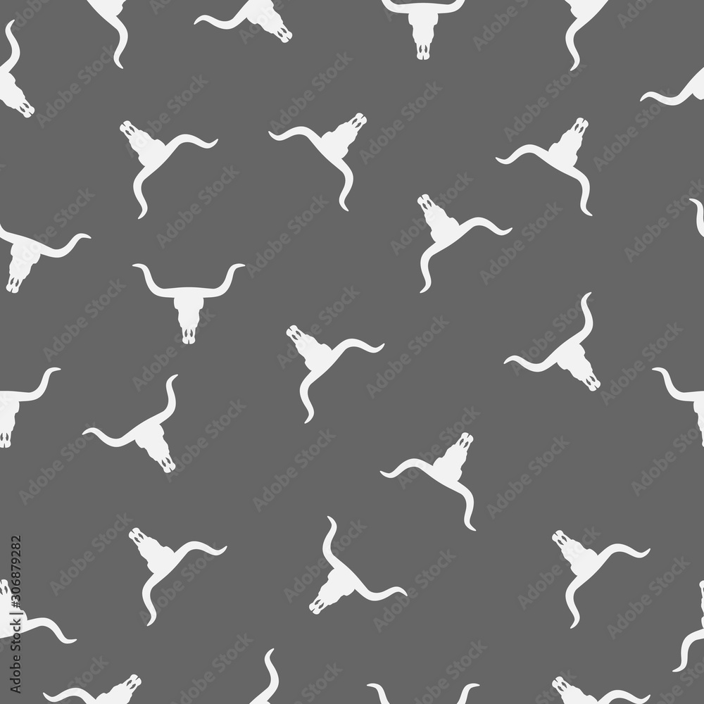 Skull of a bull. Seamless wallpaper. Vector illustration Stock Vector