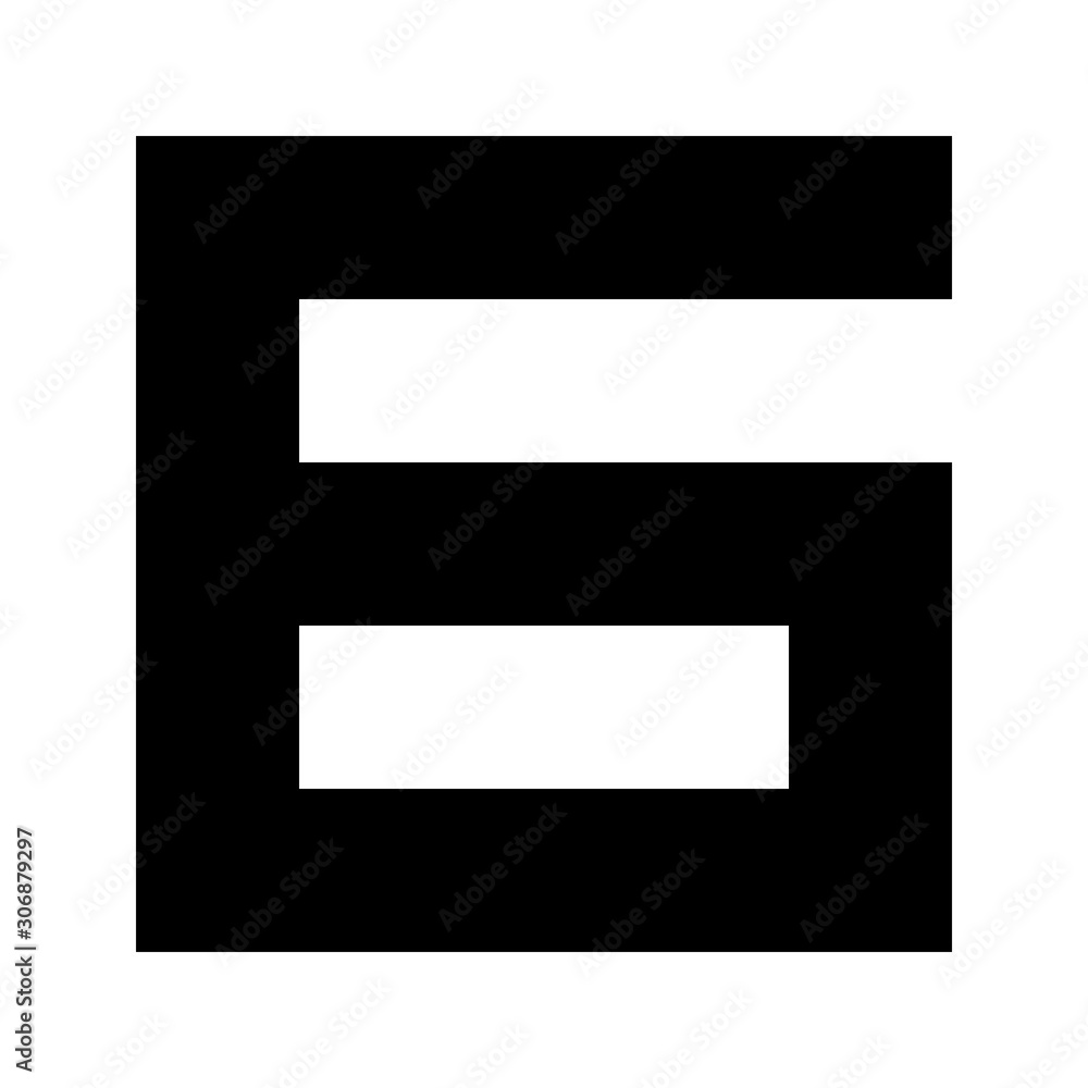 Letters and numbers - simple square font - black number 6 - vector Letters and numbers - simple square font - black number 6 - vector