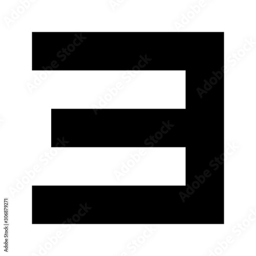 Letters and numbers - simple square font - black number 3 - vector