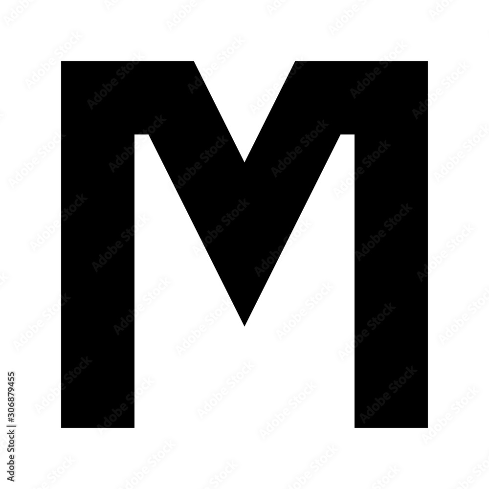 Letters and numbers - simple square font - black letter M - vector Letters and numbers - simple square font - black letter M - vector