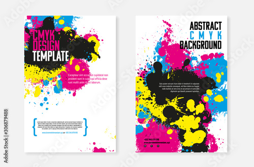 Two background from CMYK color splashes with copy space