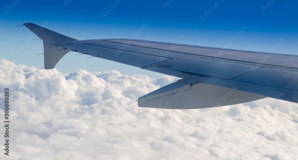 flying and traveling, view from airplane window on the wing flying and traveling, view from airplane window on the wing