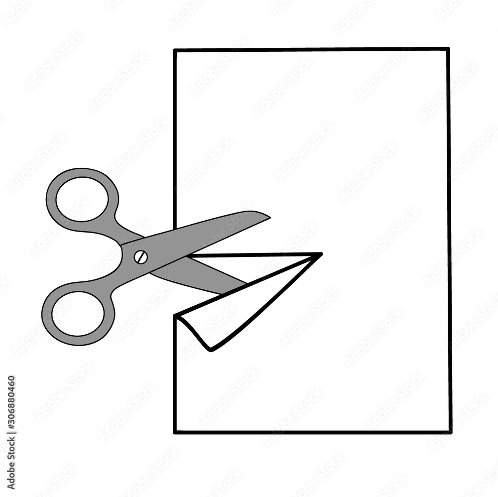 Premium Vector  Drawing of cutting paper with scissors