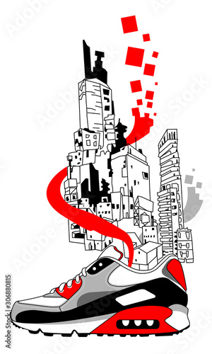 shoes design with city urban vector