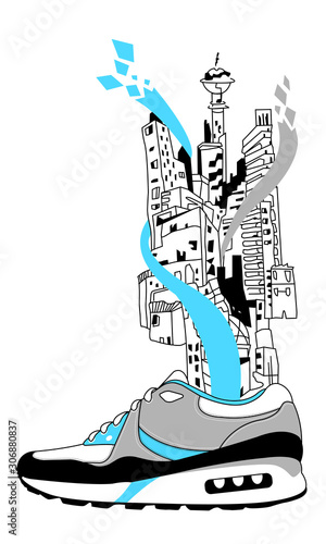 shoes design with city urban vector