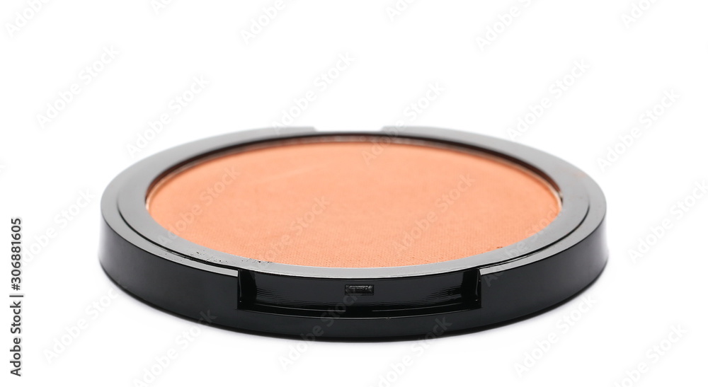 Face powder in round packaging, container isolated on white background Face powder in round packaging, container isolated on white background