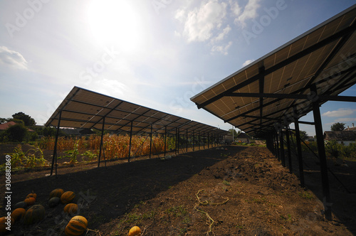 View of the solar panels from behind. Solar energy © Олександр Цимбалюк